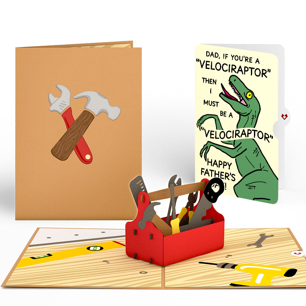 Toolbox Father's Day Pop-Up Card and Velociraptor Sentiment Set