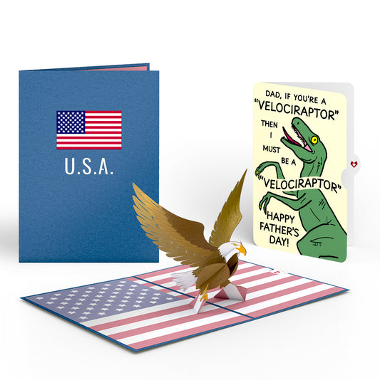 Patriotic Eagle Father's Day Pop-Up Card and Velociraptor Sentiment Set