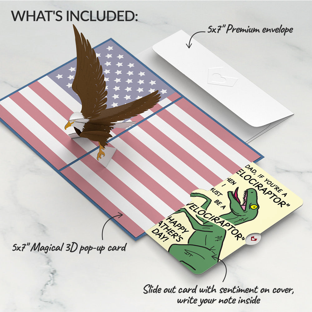 Patriotic Eagle Father's Day Pop-Up Card and Velociraptor Sentiment Set