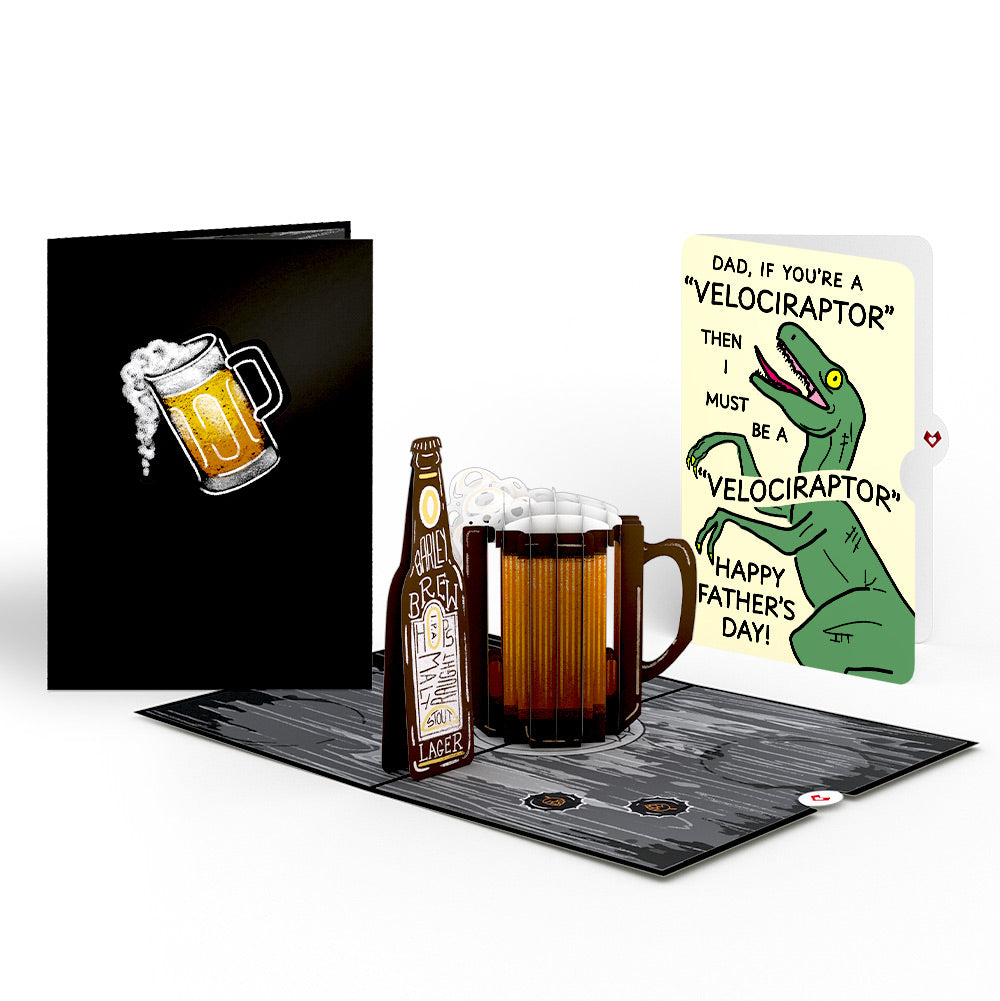 Beer Father's Day Pop-Up Card and Velociraptor Sentiment Set