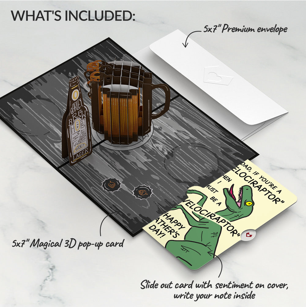 Beer Father's Day Pop-Up Card and Velociraptor Sentiment Set
