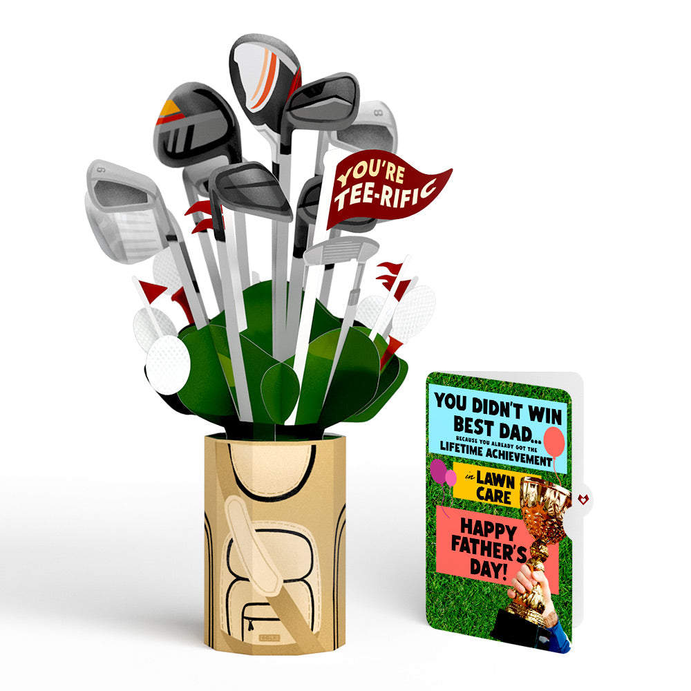 Tee-rific Golf Father's Day Bouquet and Trophy Lawn Care Sentiment Set