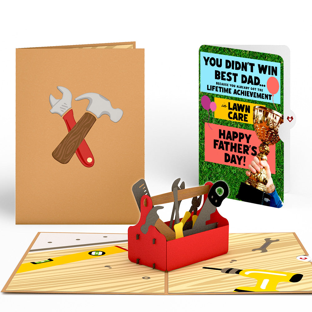 Toolbox Father's Day Pop-Up Card and Trophy Lawn Care Sentiment Set