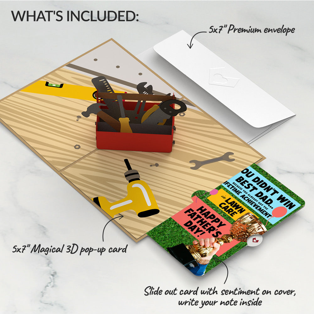 Toolbox Father's Day Pop-Up Card and Trophy Lawn Care Sentiment Set