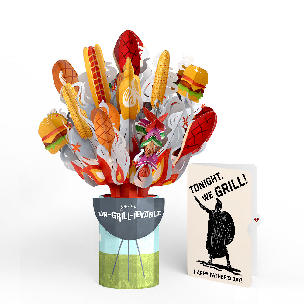 Grill Master Father's Day Bouquet and Spartan Grilling Sentiment Set