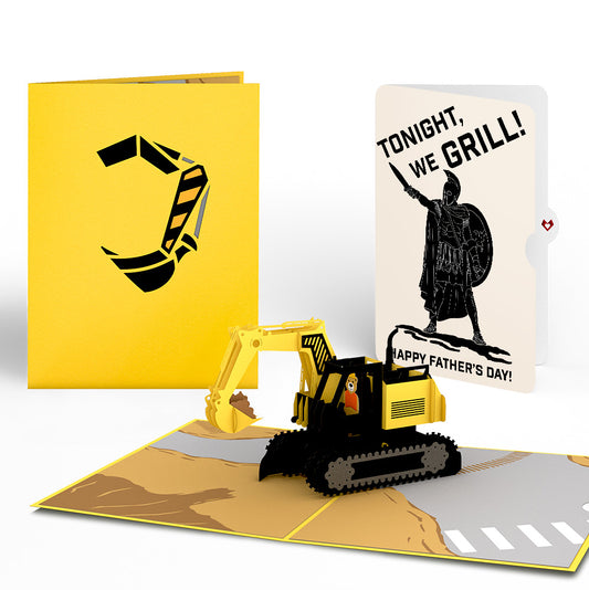 Excavator Father's Day Pop-Up Card and Spartan Grilling Sentiment Set