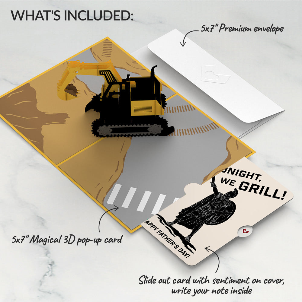 Excavator Father's Day Pop-Up Card and Spartan Grilling Sentiment Set