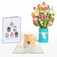 'Birthday Wishes' Cupcake Cat Plushpop Card and Bouquet Bundle