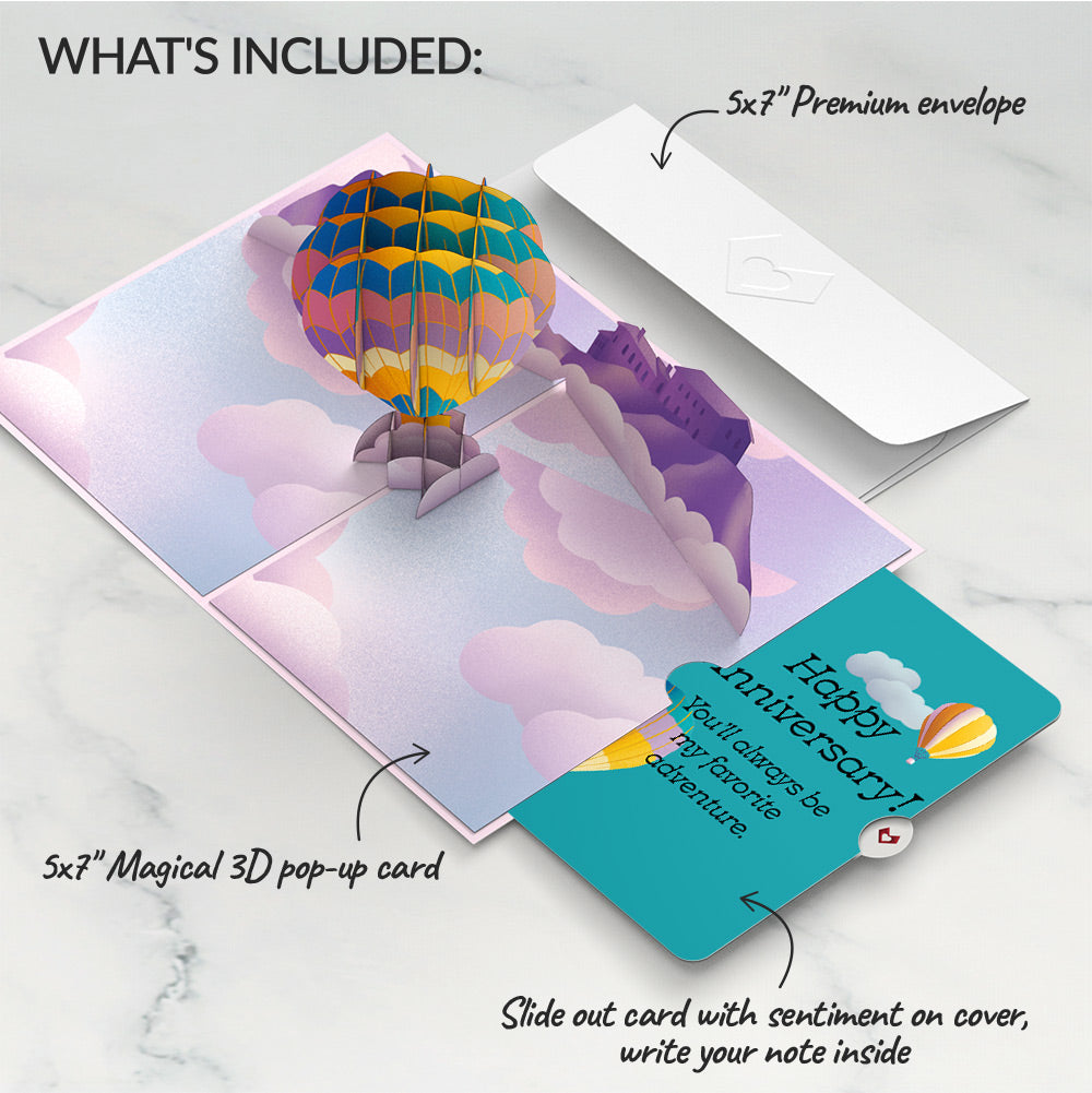 Adventure Awaits Hot Air Balloon Anniversary Pop-Up Card and Sentiment Set