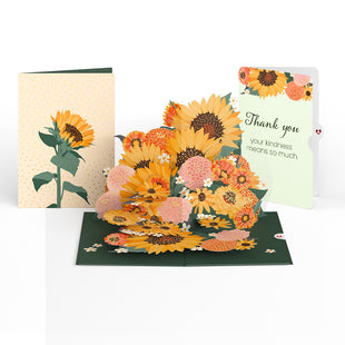 Radiant Sunflowers Thank You Pop-Up Card and Sentiment Set greeting card -  Lovepop