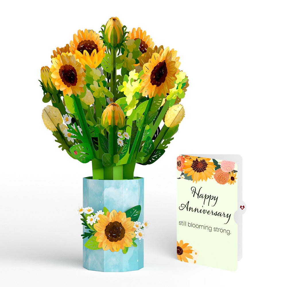 Sunflower Blooms Anniversary Bouquet and Sentiment Set