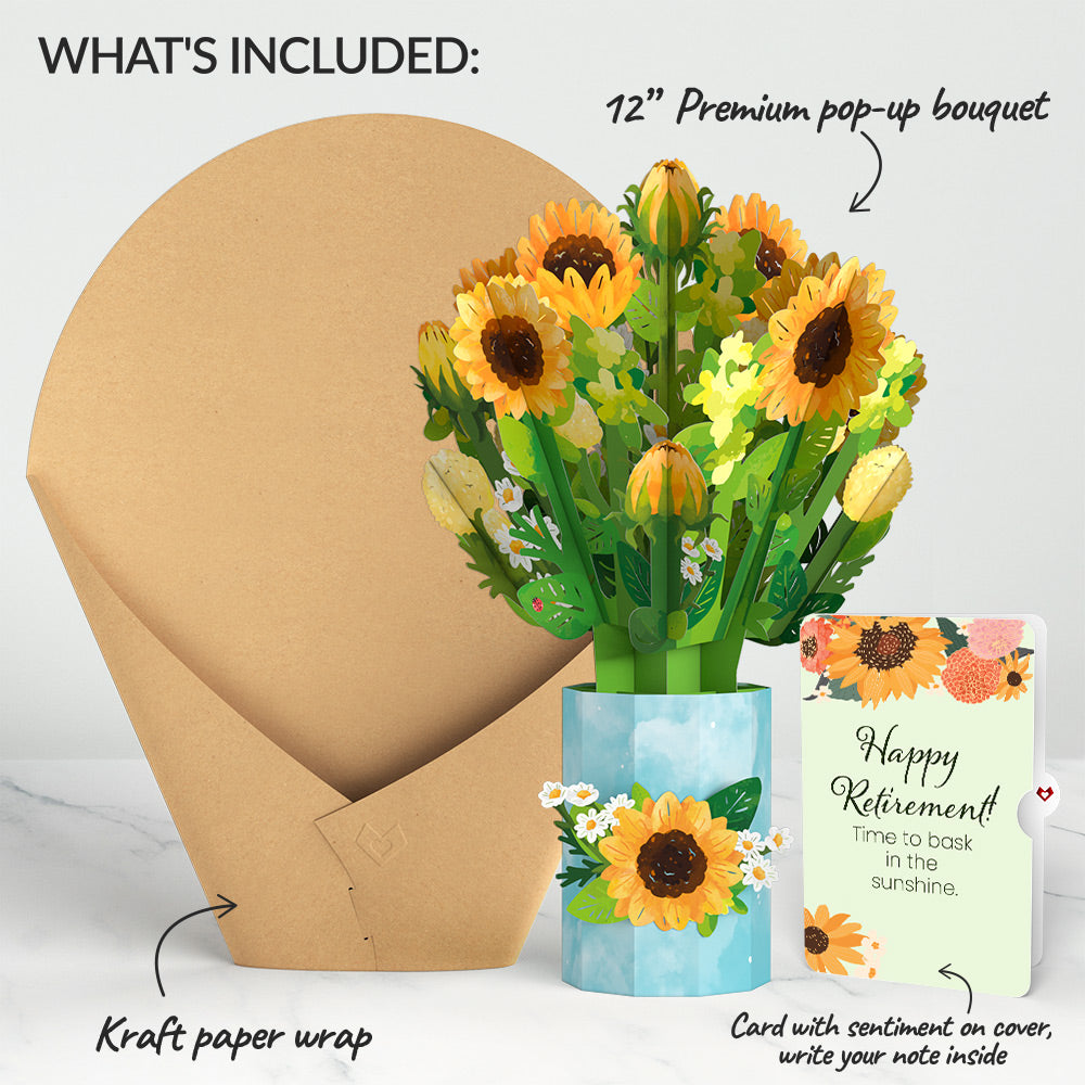 Sunflower Blooms Retirement Bouquet and Sentiment Set