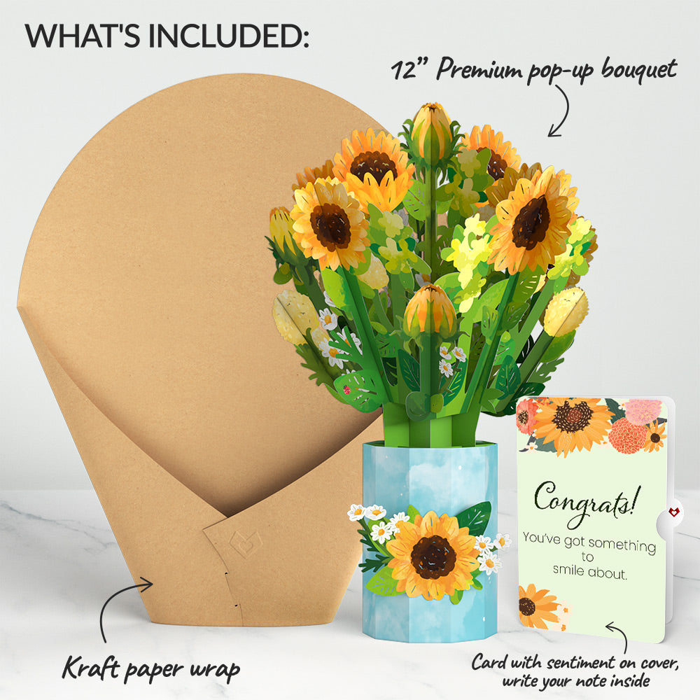 Sunflower Blooms Congratulations Bouquet and Sentiment Set