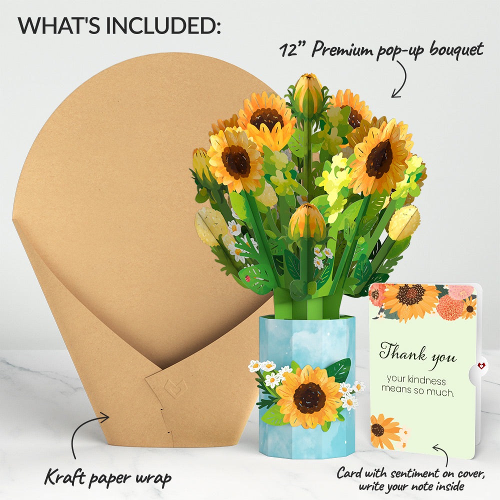 Sunflower Blooms Thank You Bouquet and Sentiment Set