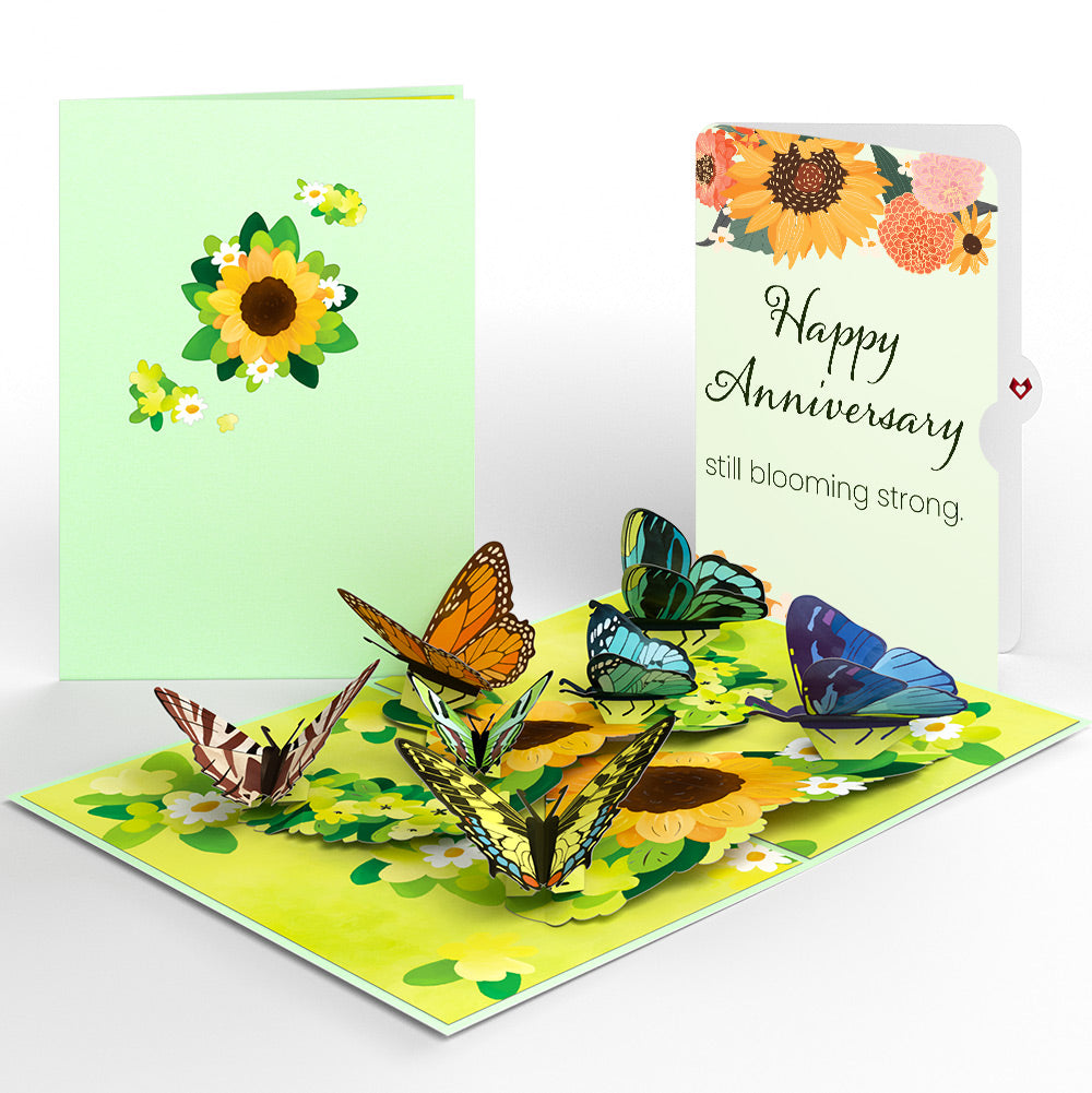 Sunflower Butterflies Anniversary Pop-Up Card and Sentiment Set