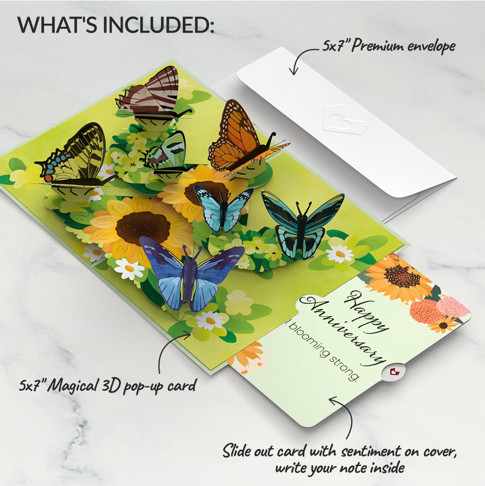 Sunflower Butterflies Anniversary Pop-Up Card and Sentiment Set