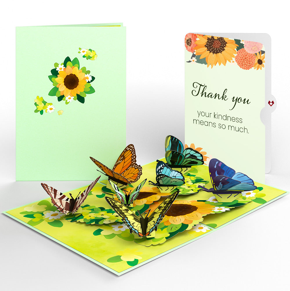 Sunflower Butterflies Thank You Pop-Up Card and Sentiment Set