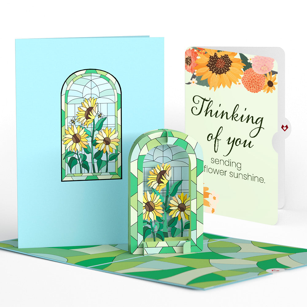 Stained Glass Sunflowers Thinking of You Pop-Up Card and Sentiment Set