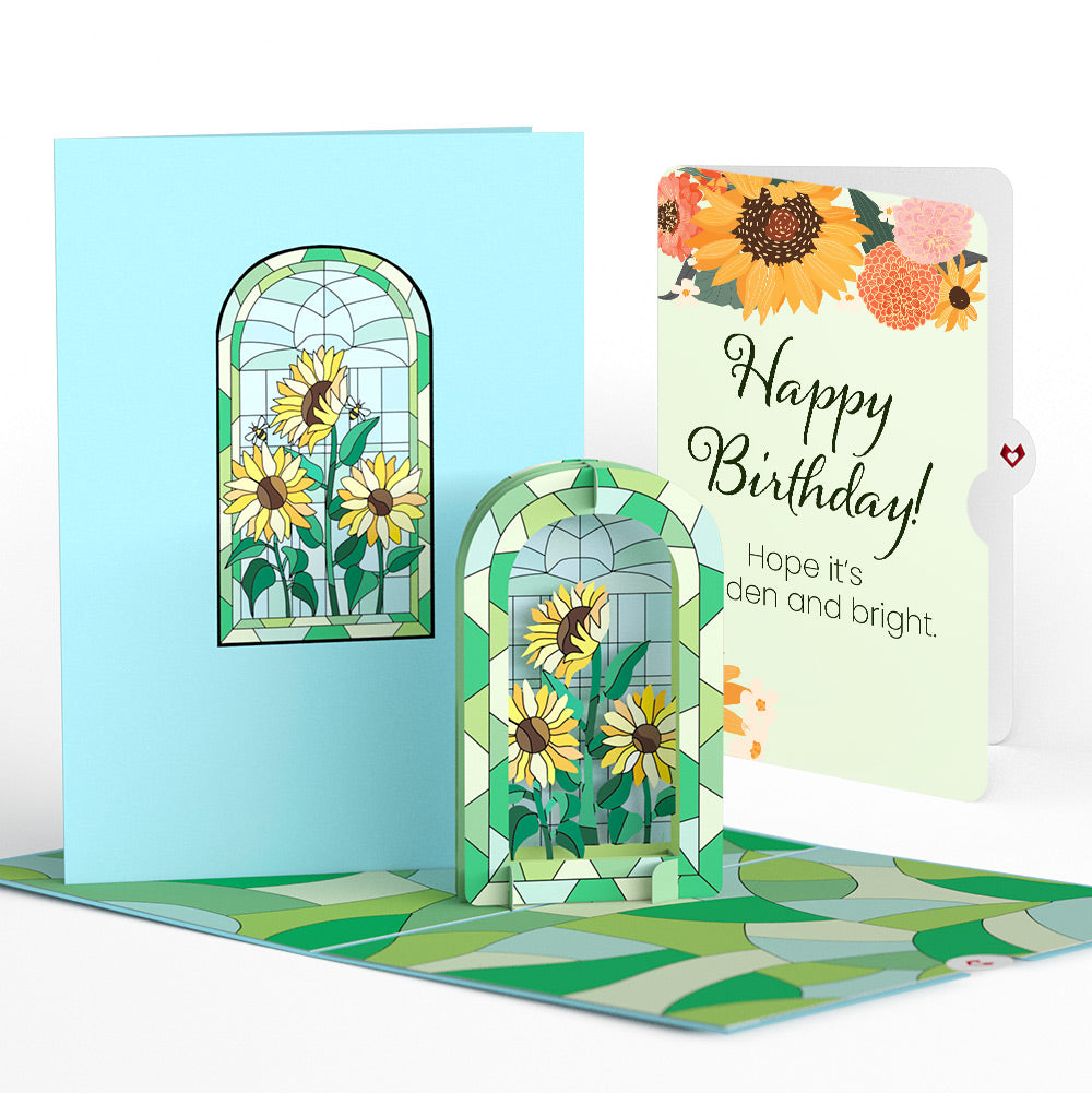 Stained Glass Sunflowers Birthday Pop-Up Card and Sentiment Set