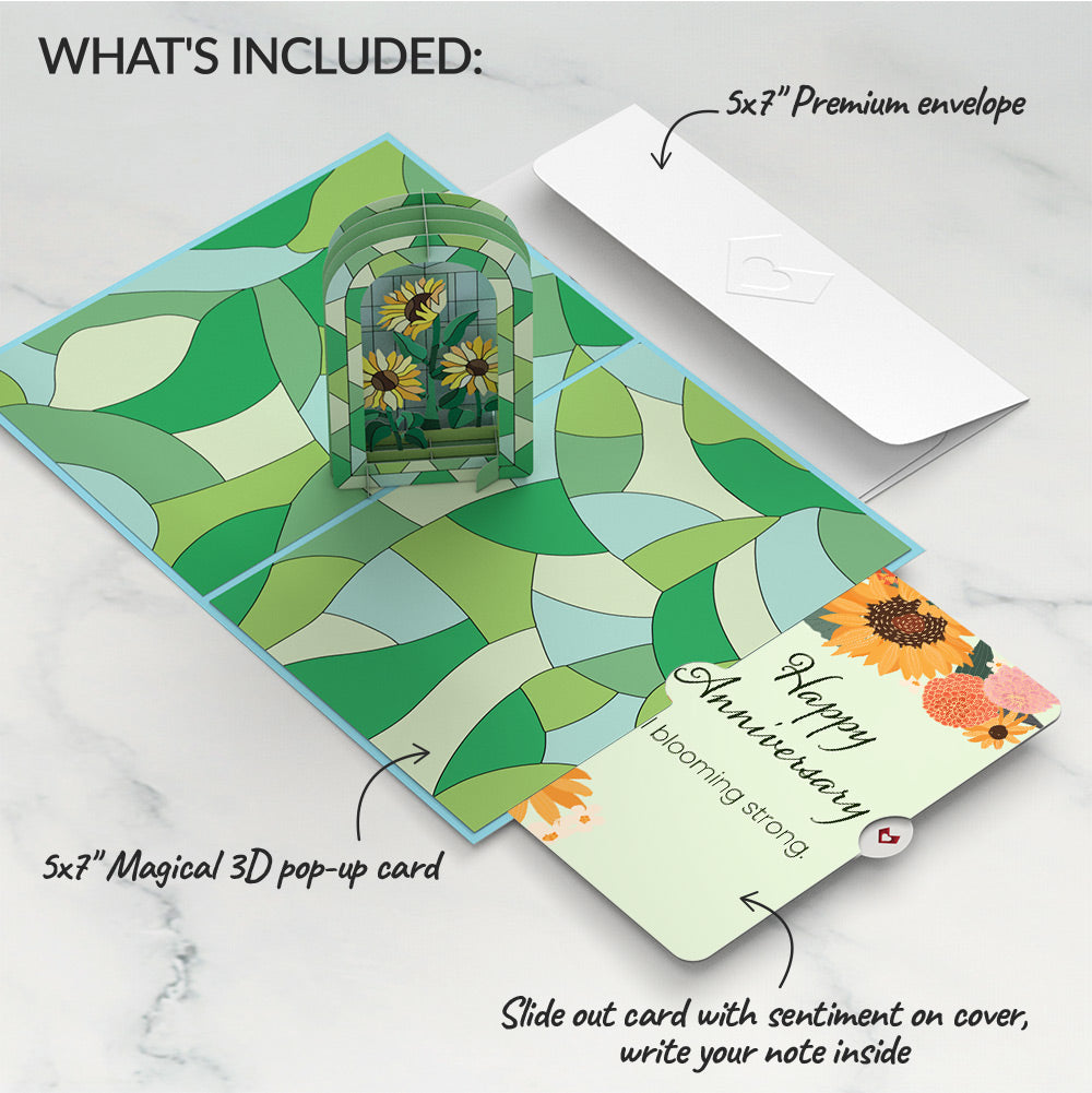 Stained Glass Sunflowers Anniversary Pop-Up Card and Sentiment Set