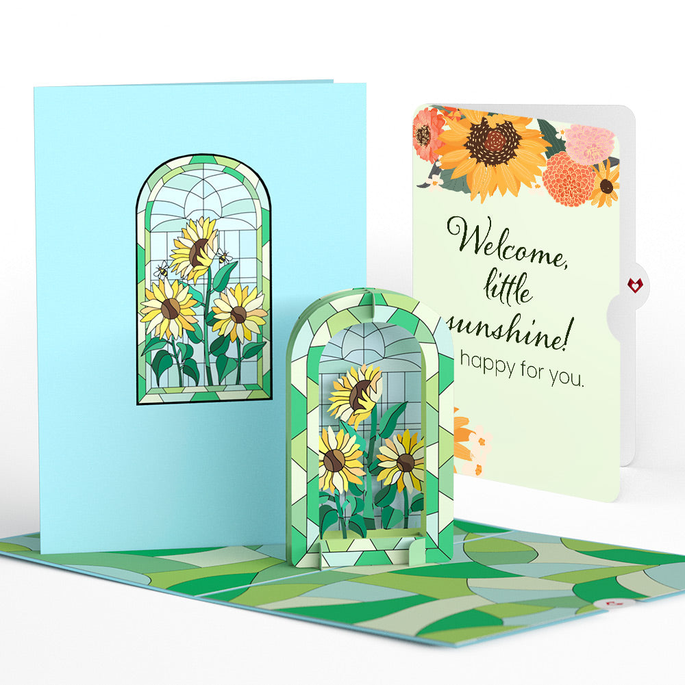 Stained Glass Sunflowers New Baby Pop-Up Card and Sentiment Set