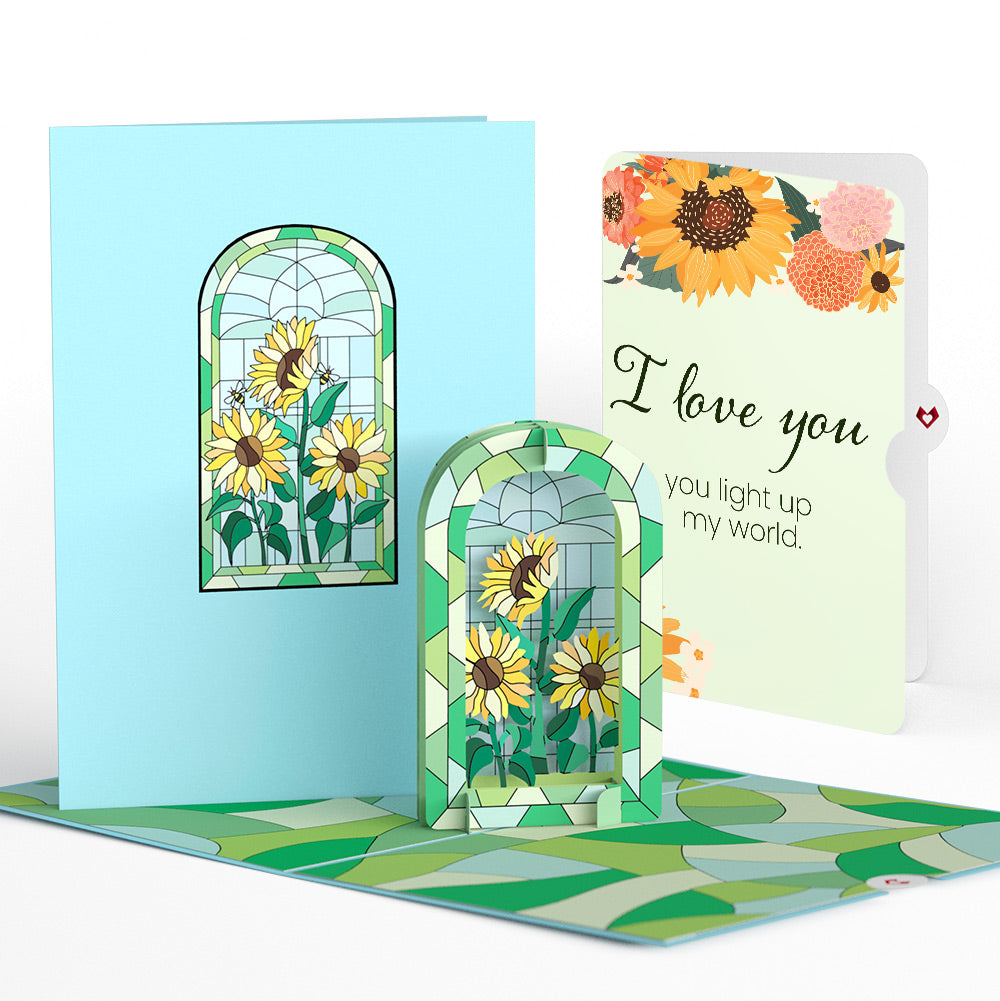 Stained Glass Sunflowers Love Pop-Up Card and Sentiment Set