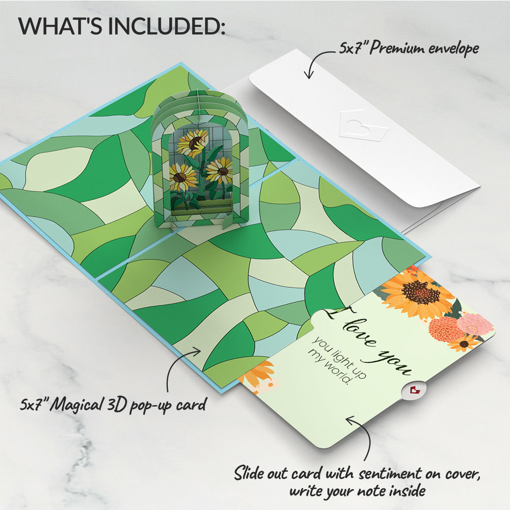 Stained Glass Sunflowers Love Pop-Up Card and Sentiment Set
