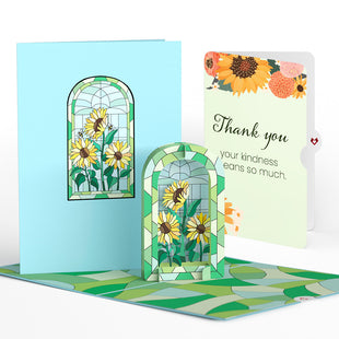 Stained Glass Sunflowers Thank You Pop-Up Card and Sentiment Set greeting card -  Lovepop