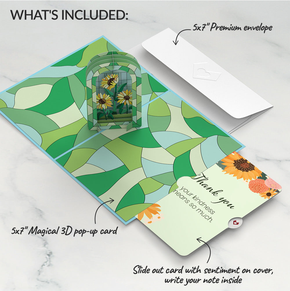 Stained Glass Sunflowers Thank You Pop-Up Card and Sentiment Set