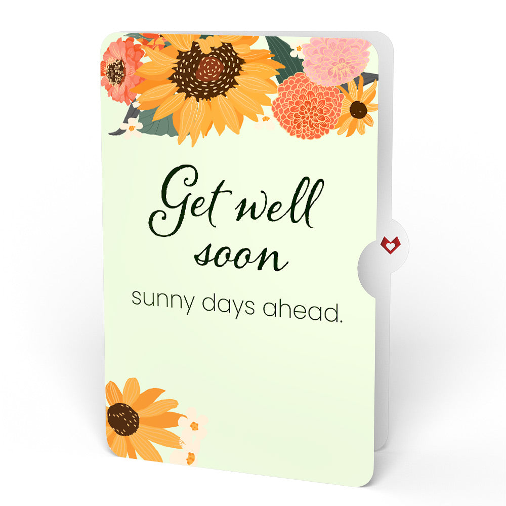 Golden Sunflower Get Well Soon Bouquet and Sentiment Set