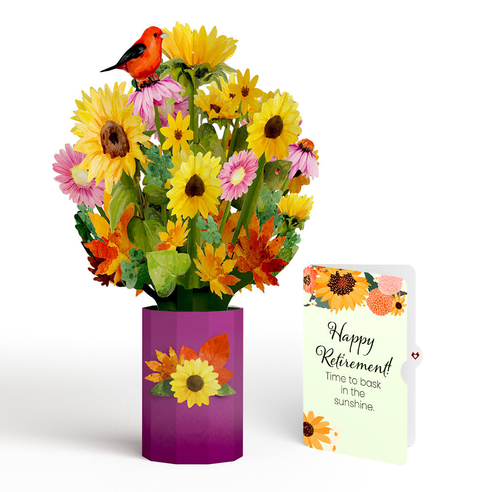 Golden Sunflower Retirement Bouquet and Sentiment Set