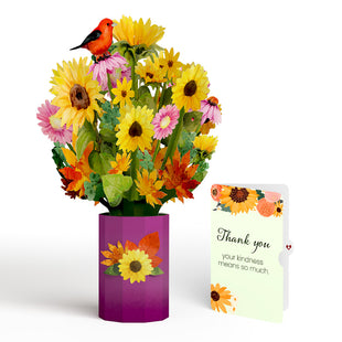 Golden Sunflower Thank You Bouquet and Sentiment Set greeting card -  Lovepop