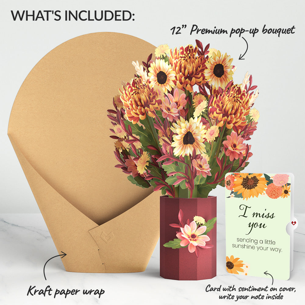 Fall Sunshine Miss You Bouquet and Sentiment Set