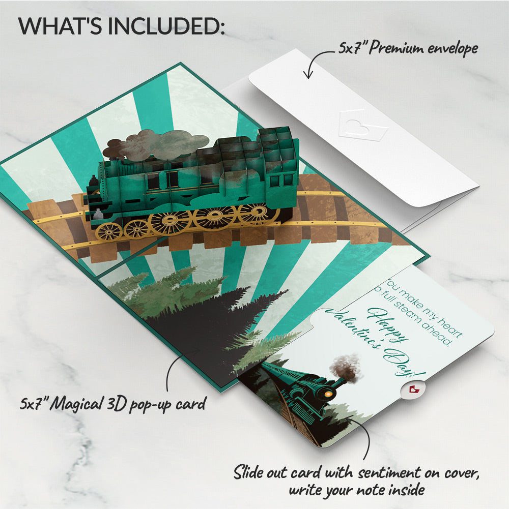 Classic Train Valentine's Day Pop-Up Card and Sentiment Set