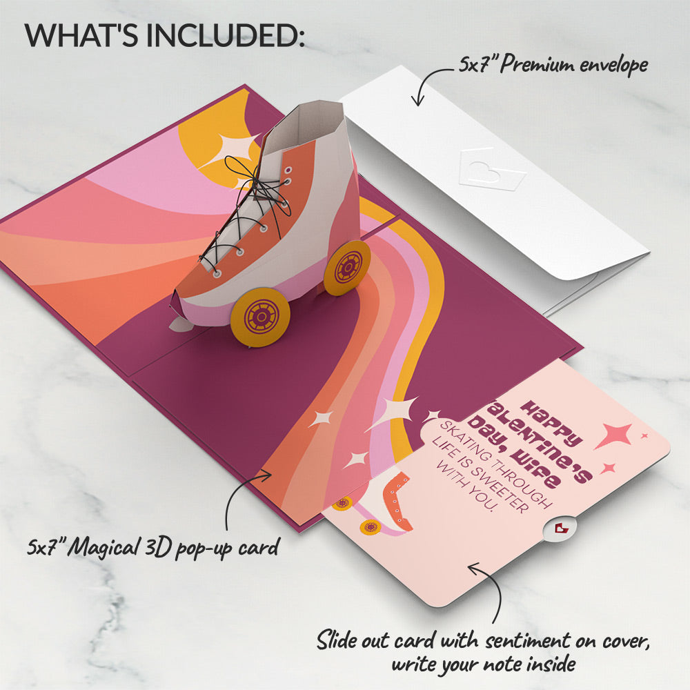 Let the Good Times Roll Roller Skate Valentine’s Day Pop-Up Card and Sentiment Set for Wife