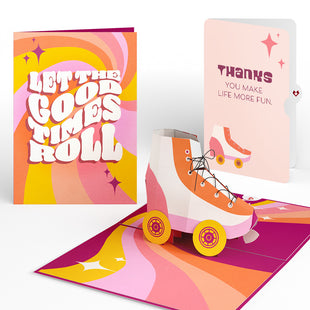 Let the Good Times Roll Roller Skate Thank You Pop-Up Card and Sentiment Set greeting card -  Lovepop