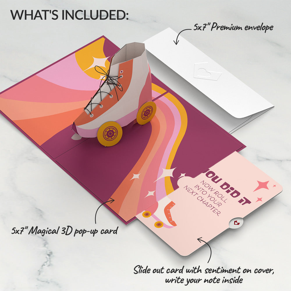 Let the Good Times Roll Roller Skate Congratulations Pop-Up Card and Roll Next Chapter Sentiment Set