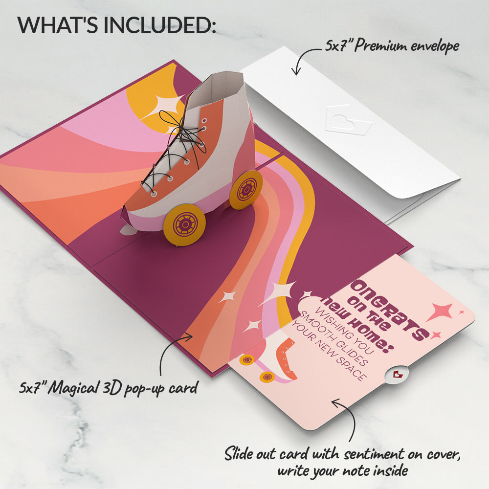 Let the Good Times Roll Roller Skate New Home Pop-Up Card and Sentiment Set