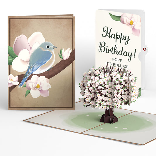 Pink Magnolia Tree Birthday Pop-Up Card and Sentiment Set