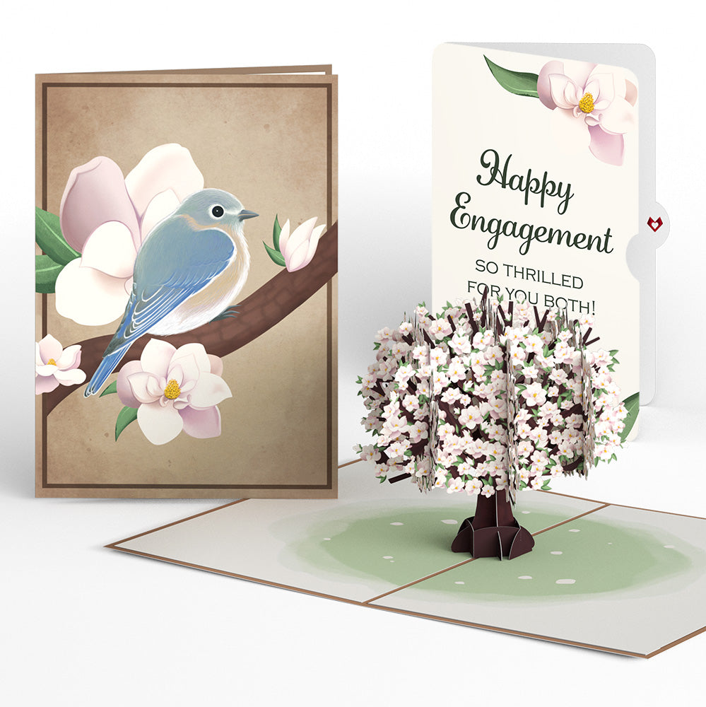 Pink Magnolia Tree Engagement Pop-Up Card and Sentiment Set