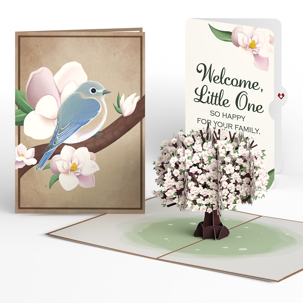 Pink Magnolia Tree New Baby Pop-Up Card and Sentiment Set