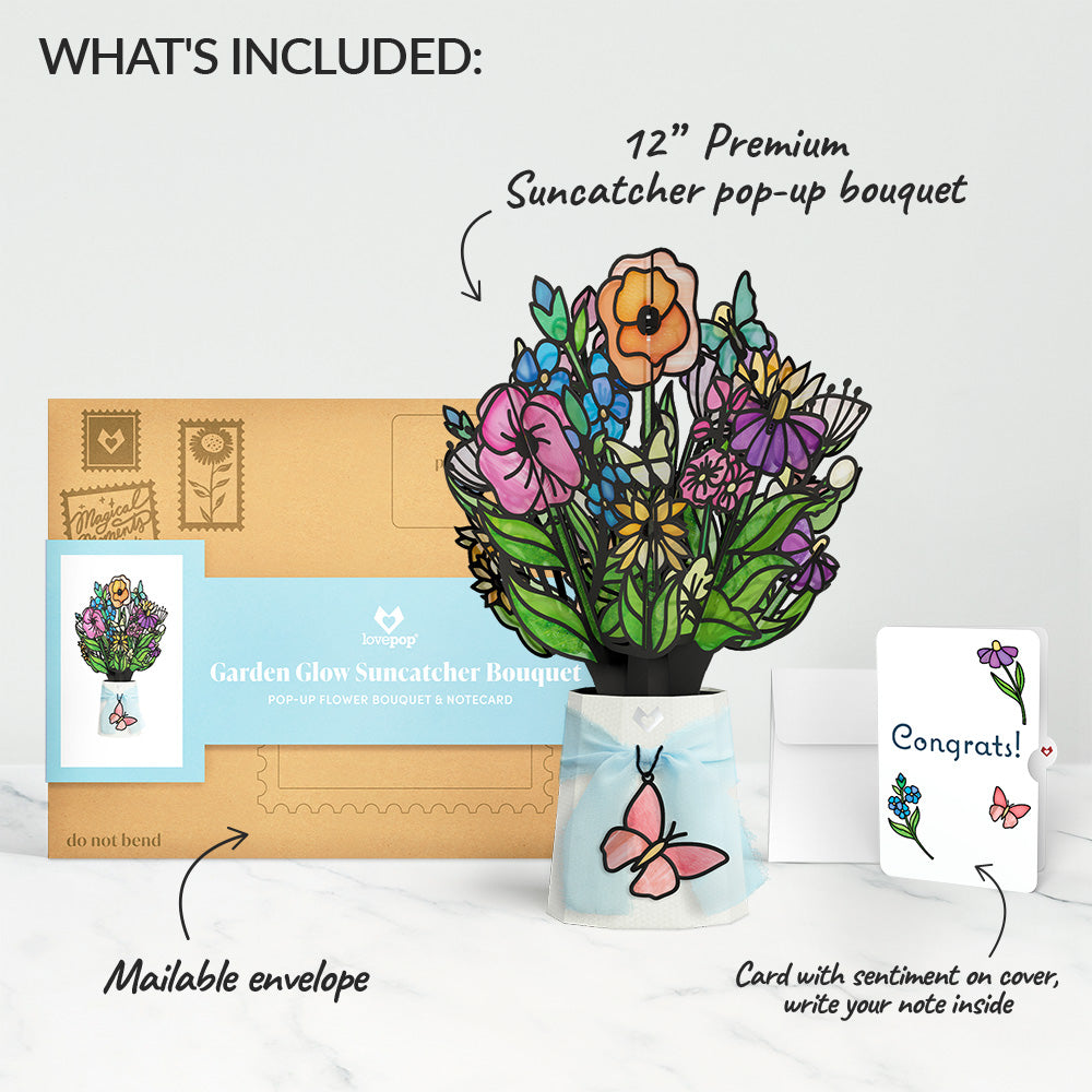 Garden Glow Congratulations Suncatcher Bouquet and Sentiment Set