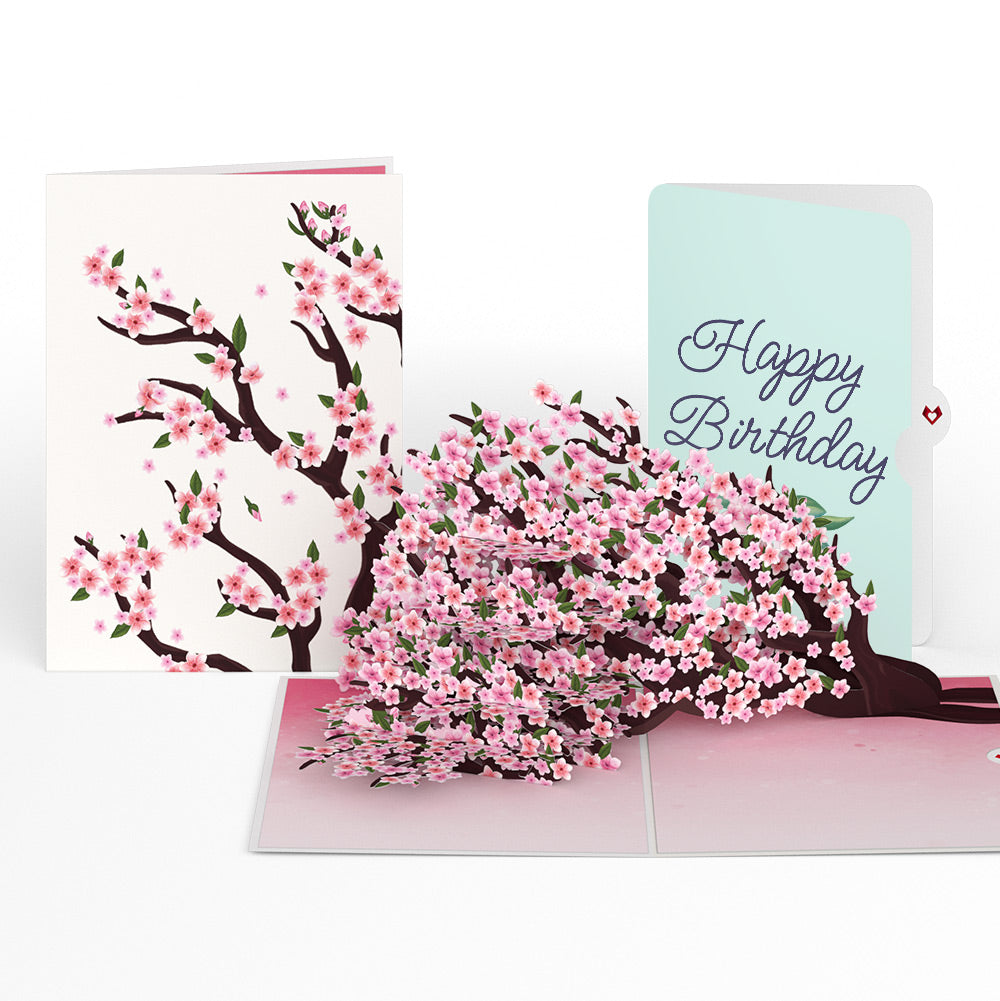 Cherry Blossom Branches in Bloom Birthday Pop-Up Card and Sentiment Set