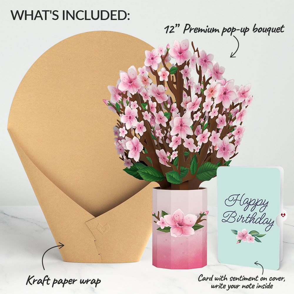 Cherry Blossom Birthday Bouquet and Sentiment Set