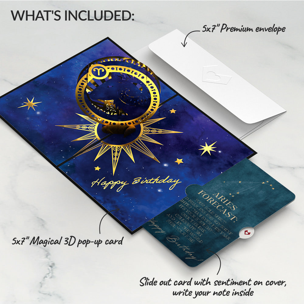 Aries Zodiac Birthday Pop-Up Card and Sentiment Set