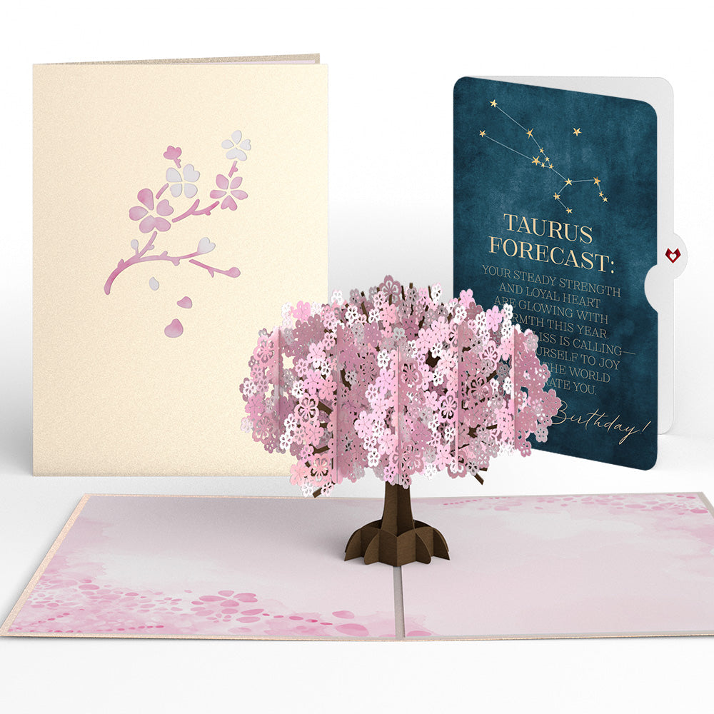 Cherry Blossom Birthday Pop-Up Card and Taurus Zodiac Sentiment Set