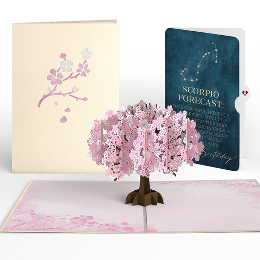 Cherry Blossom Birthday Pop-Up Card and Scorpio Zodiac Sentiment Set