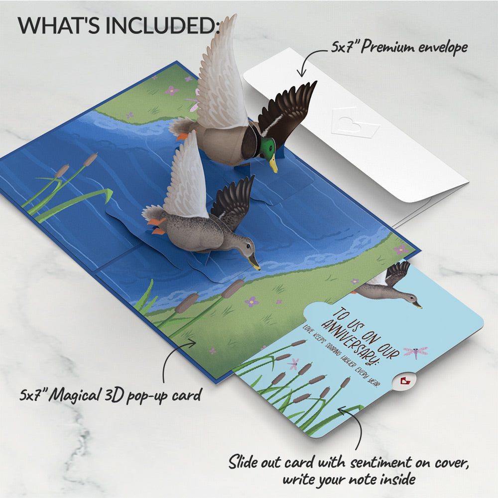 Pondside Mallard Ducks Anniversary Pop-Up Card and Sentiment Set for Partner