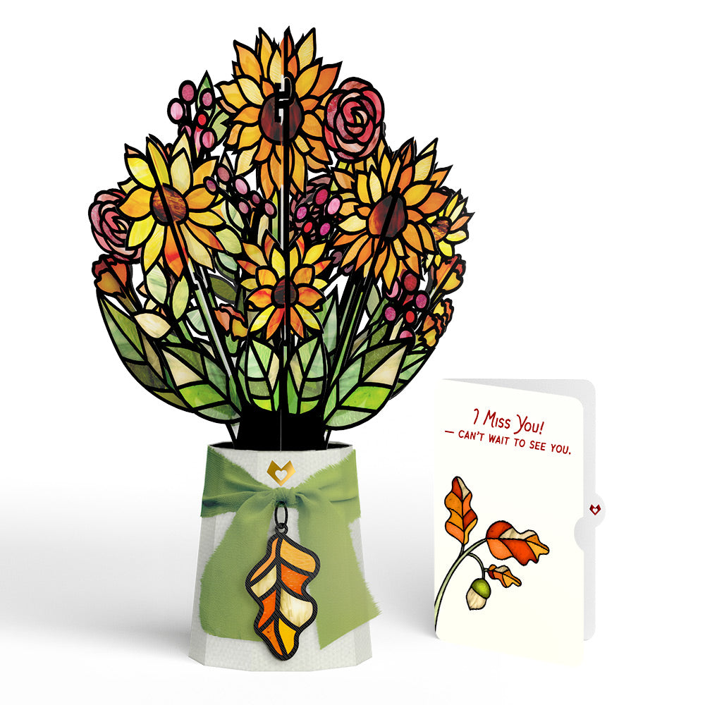 Golden Hour Sunflower Miss You Suncatcher Bouquet and Sentiment Set