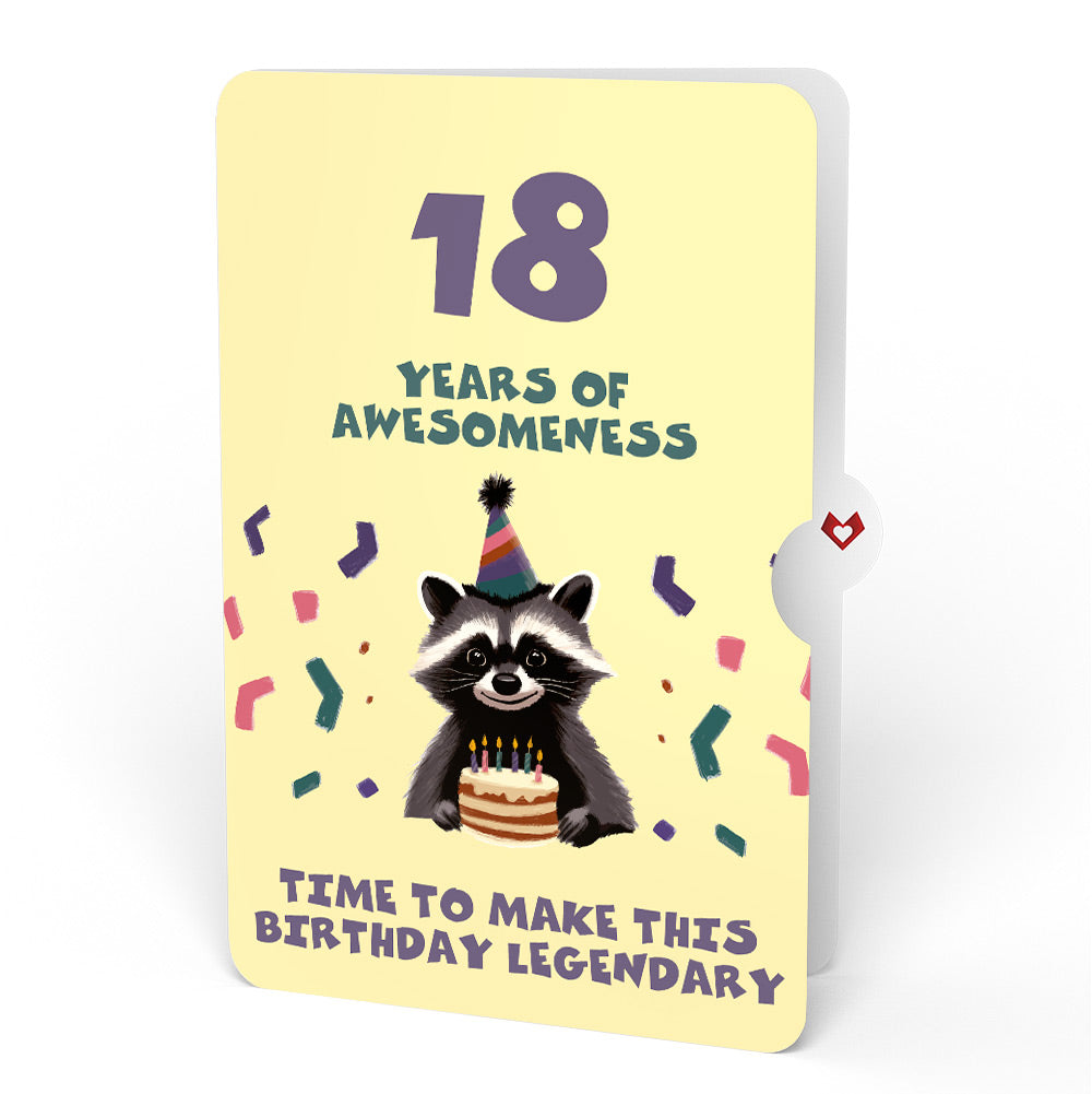 Go Feral Raccoon 18th Birthday Pop-Up Card and Sentiment Set